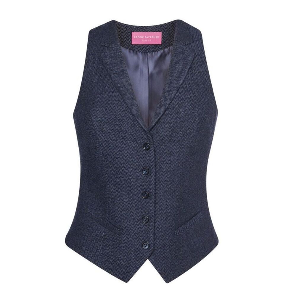 Brook Taverner Womens/Ladies Nashville Waistcoat / Navy Herringbone